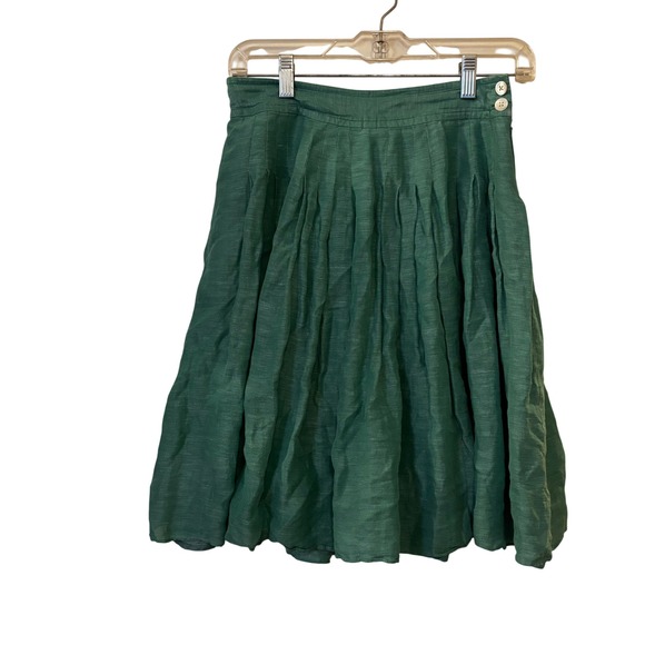 Banana Republic Dresses & Skirts - Banana Republic Women's Midi Skirt 0P Green Pleated Linen Silk‎ Petite